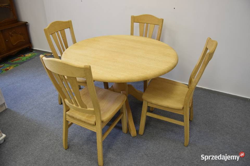 stół i 4 krzesła komplet z litego dębu - jak nowy