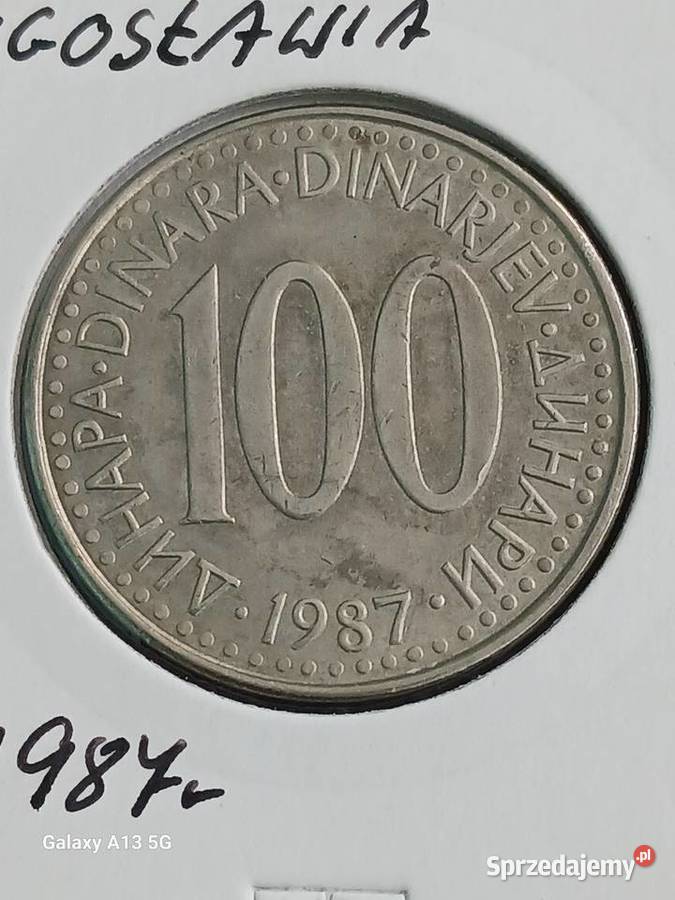 100 Dinarów Jugosławia 1987 r Konin