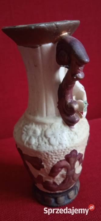 Mały stary flakonik z kamionki ręcznie malowany Świdnica