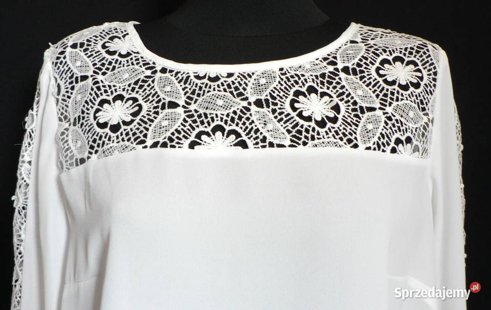 FF piękna biała bluzka z koronką4446 Moda i Styl Łódź