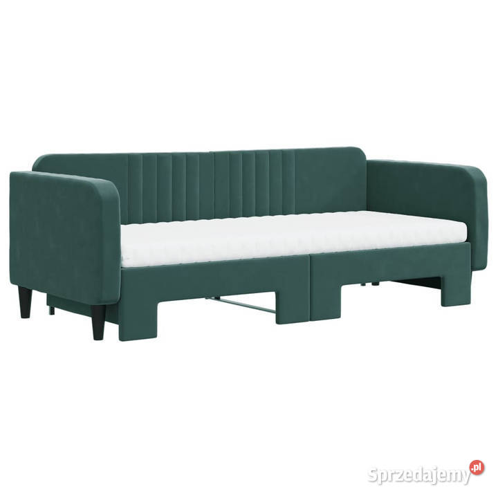 Sofa rozsuwana z materacami ciemnozielona Warszawa