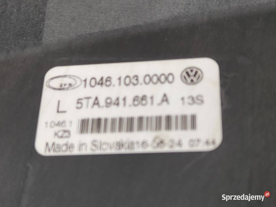 Halogen Lewy Vw Touran 5TA 2015 5TA941661A Pleszew sprzedam