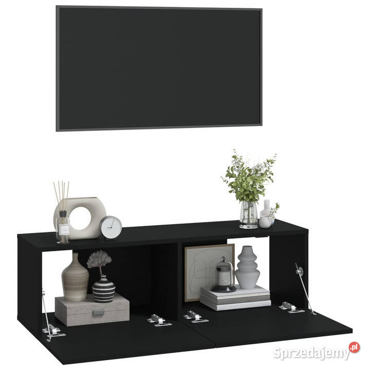 Szafki ścienne pod TV 2 czarne 100x30x30 Warszawa