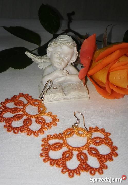 Kolczyki Frywolitkowe Wiśniowa sprzedam