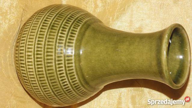 Piękny zielony ceramiczny wazon Inowrocław