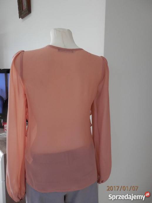 Bluzka Pudrowa Pionowe Falbany Wizytowa Bluzki i koszule podlaskie Łomża