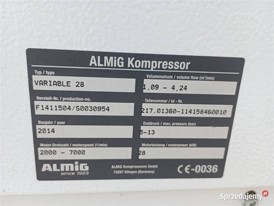 Sprężarka ALUP VARIABLE 28 28KW S013742 Wilków