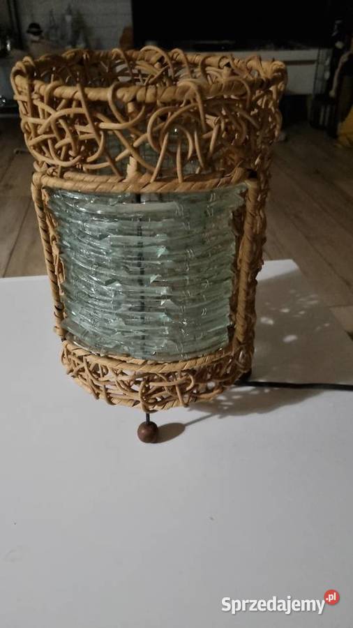 Lampa Stołowa Z Wikliny Vintage Ceramika i szkło wielkopolskie sprzedam