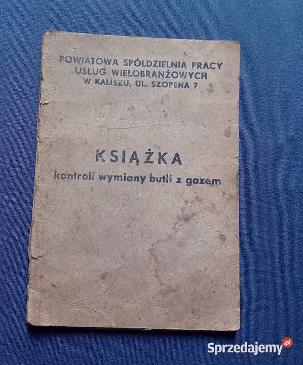 Ksiażka kontroli wymiany butli z gazem Wydana w Koźminek
