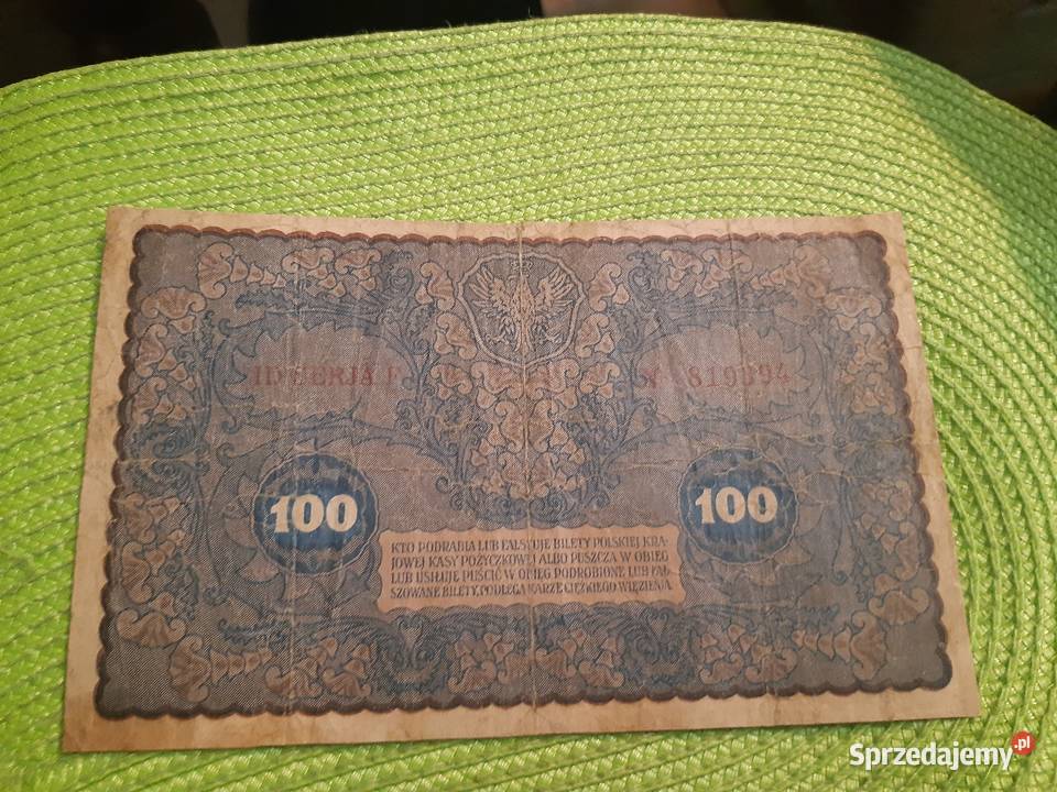 banknot polski 100 marek polskich z 1919r Łomża