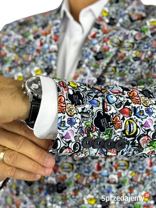 GIOVANNI PERA Marynarka męska D713 EMOTIKONY Odzież i bielizna męska