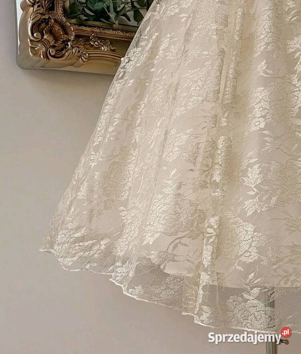 Sukienka z koronką złota Kwiatki Olesno