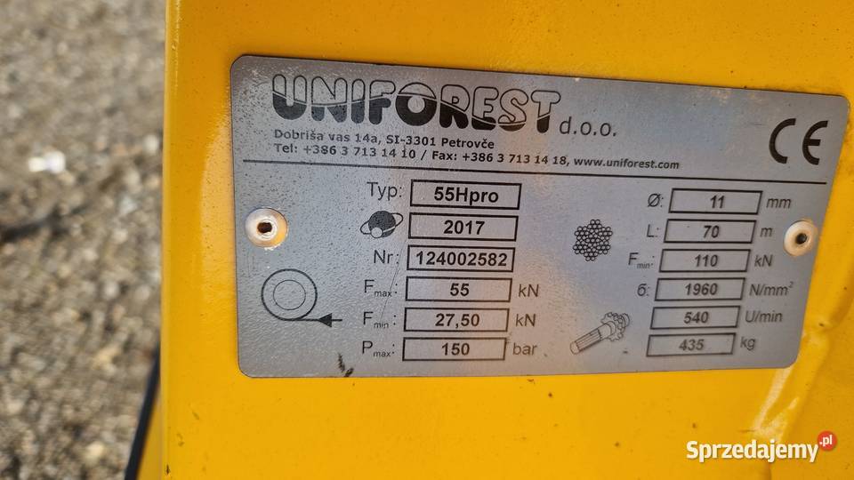 Wyciągarka UNIFOREST 55H pro Wyciągarka do Łapczyca