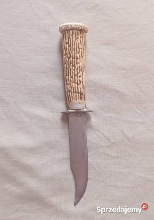 Nóż myśliwski finka rękojeść z imitacji rogu PRL Koźminek