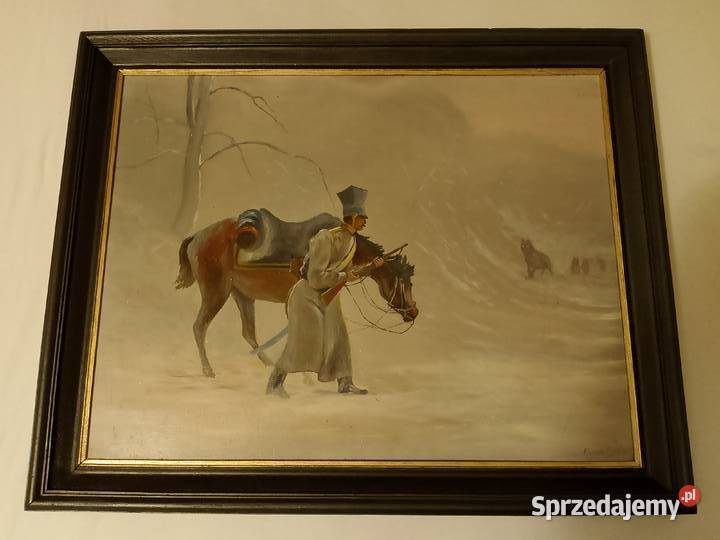 Obraz olejny ułan i wilki małopolskie Rabka-Zdrój