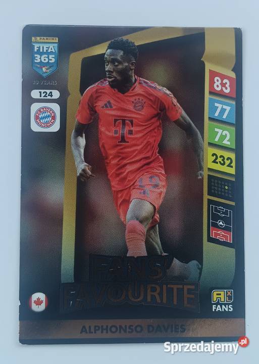 Alphonso Davies 124 karta Fifa 365 Adrenaline XL Antyki, Sztuka, Kolekcje