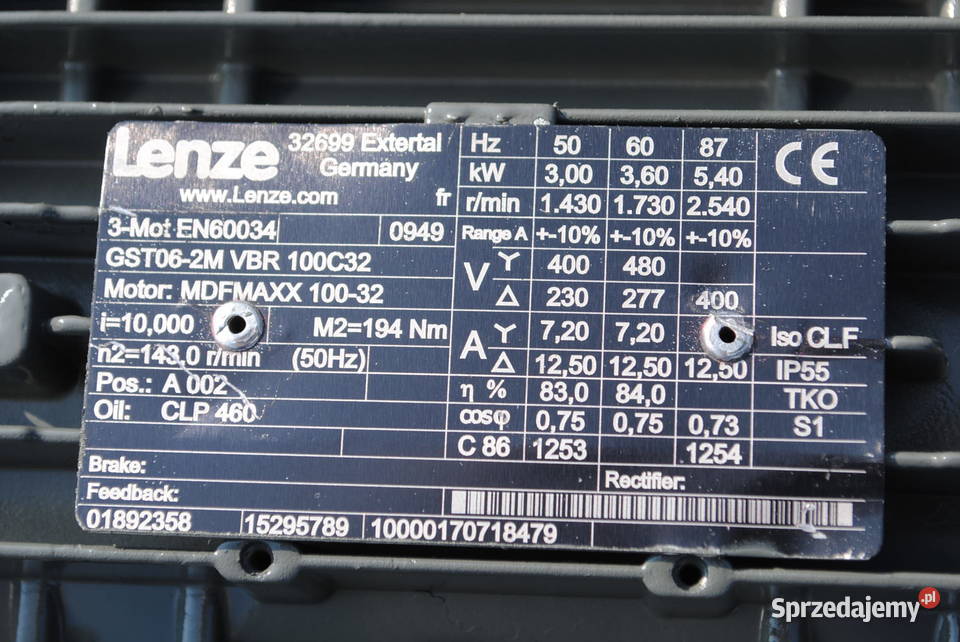 Mam do sprzedania używany motoreduktor z Kargowa