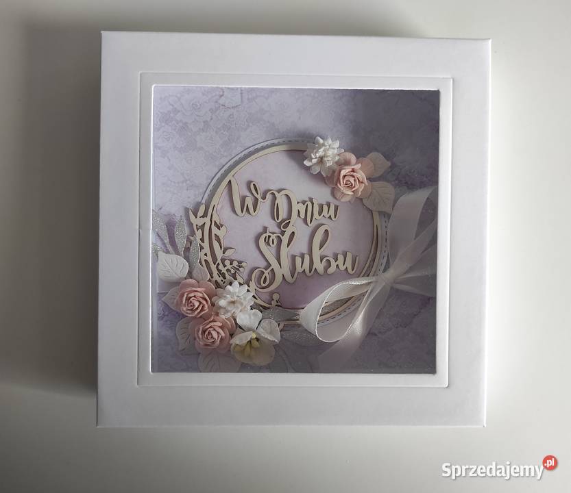 Kartka ręcznie robiona na Ślub w pudełku