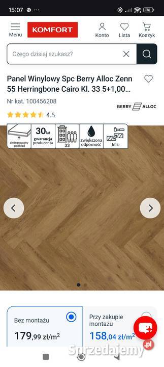 4 paczki panel winylowy spc berry alloc zenn 55 Grajewo