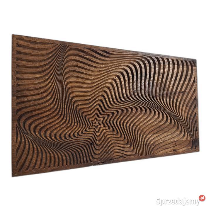 Abstrakcyjna dekoracja z drewna hipnotyczny wzór Malechowo sprzedam