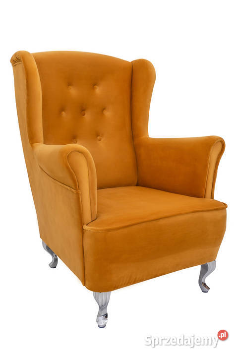 Fotel Royal Musztardowy Podnóżek