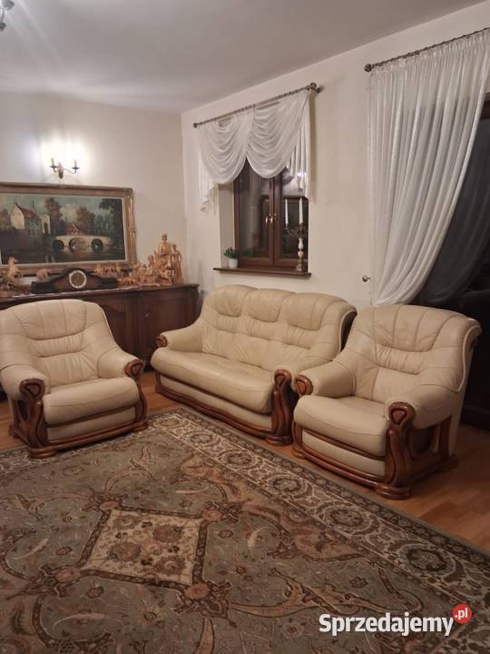 Zestaw kanapa dwa fotele z skóry sprzedam