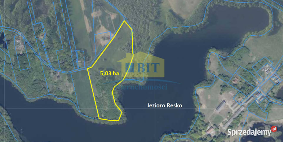 Działka o pow 503 ha z dostępem do jeziora Resko Kapice