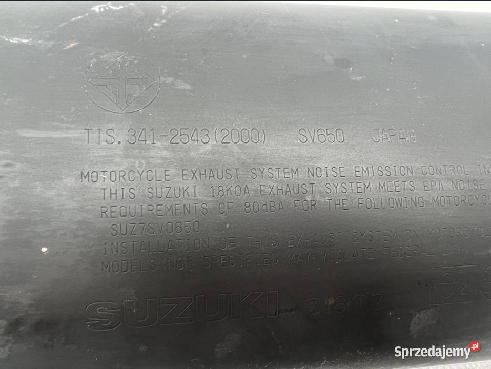 Tłumik wydech Suzuki SV 650 2018r wielkopolskie Ostrów Wielkopolski