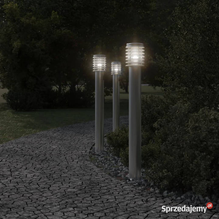 Lampy ogrodowe na słupku 3 srebrne 110 stal Warszawa
