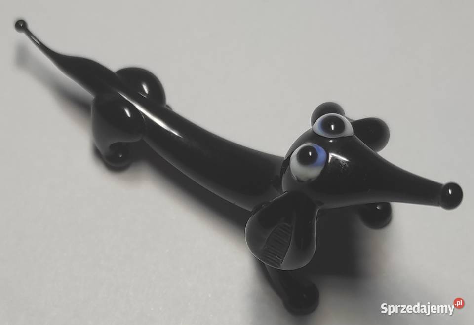 Szklany jamnik pies ze szkła czarny szkło Figurki i rzeźby Warszawa