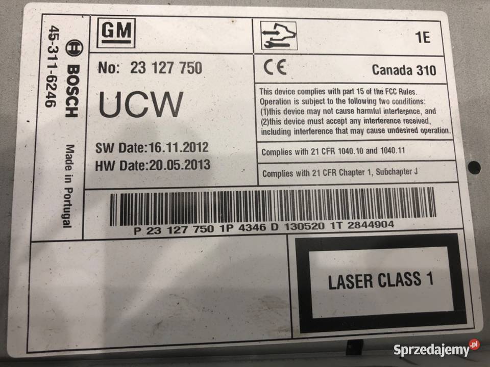 RADIO OPEL ZAFIRA C 23127750 ODTWARZACZ