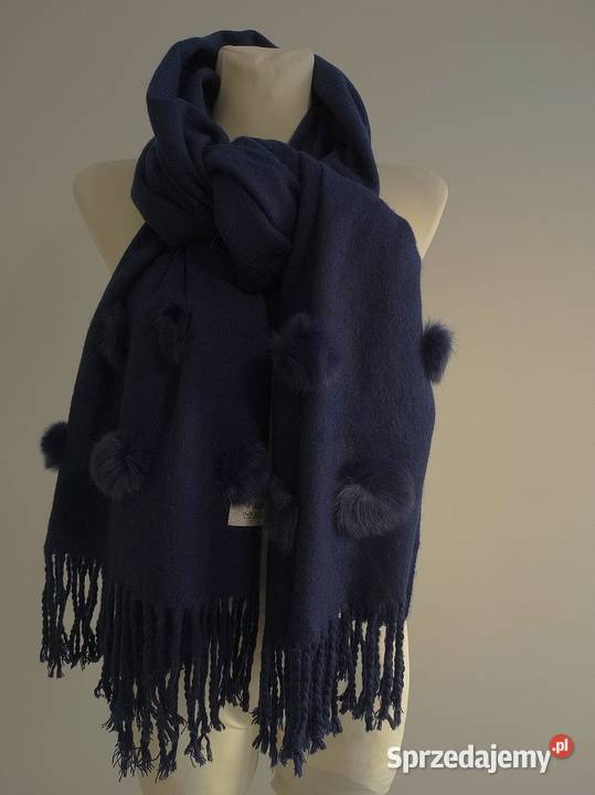 Szal z Wełny Pashmina Duży Zdobiony Wełną Dla kobiet Łomża sprzedam