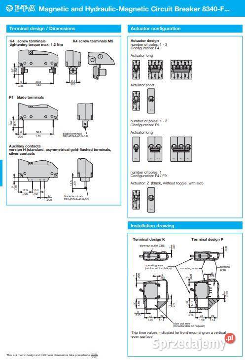 Magnetyczny wyłącznik aut hydrauliczny eta Poznań