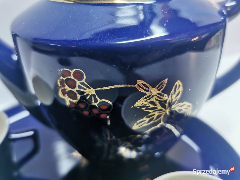 zestaw kobaltowy do mokki PRL lata 6070 Lublin