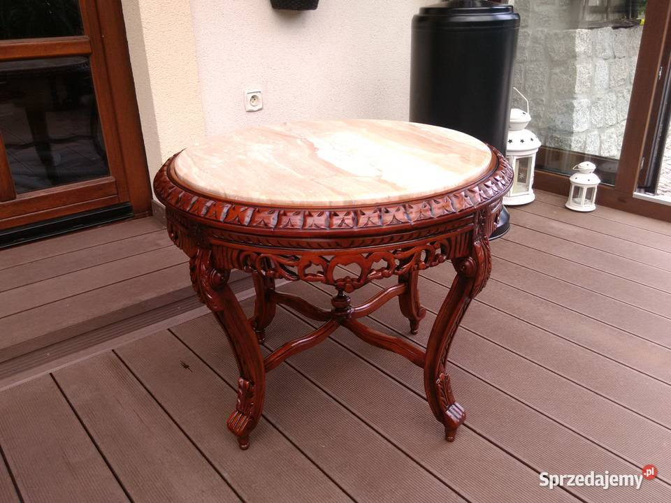 Stolik Barokowy Rzeźbiony Marmur Antyk UNIKAT Meble Kluki