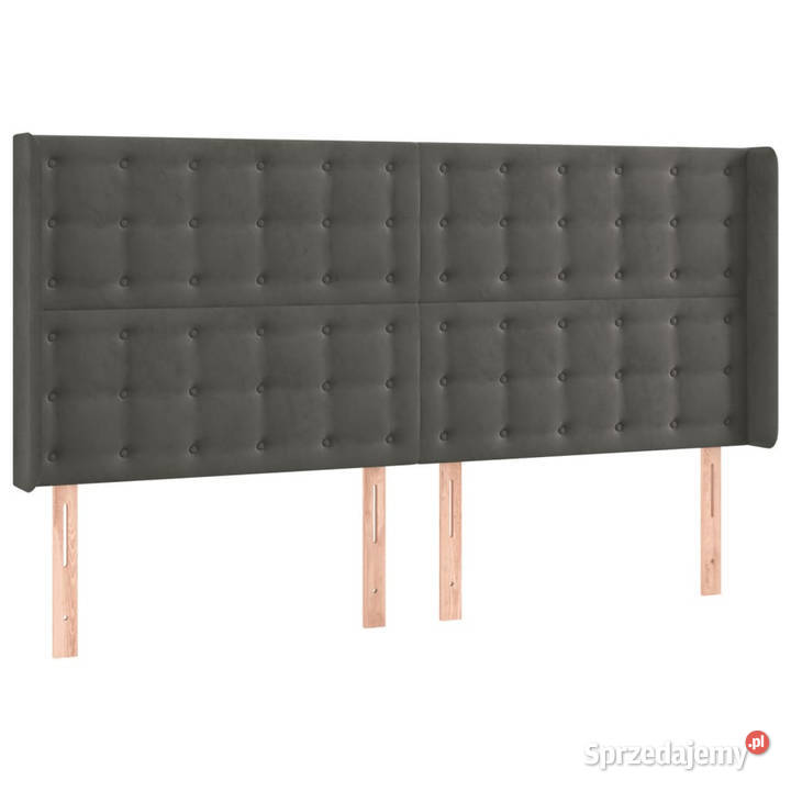 Zagłówek uszak ciemnoszary 183x16x118128 aksamit