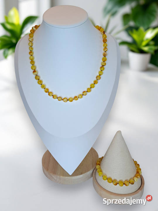 Komplet korale i bransoletka z bursztynu