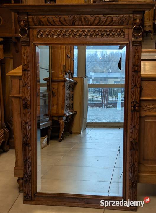 Piękne dębowe lustro neorenesansowesklep Dąbrowa Dąbrowa Górnicza
