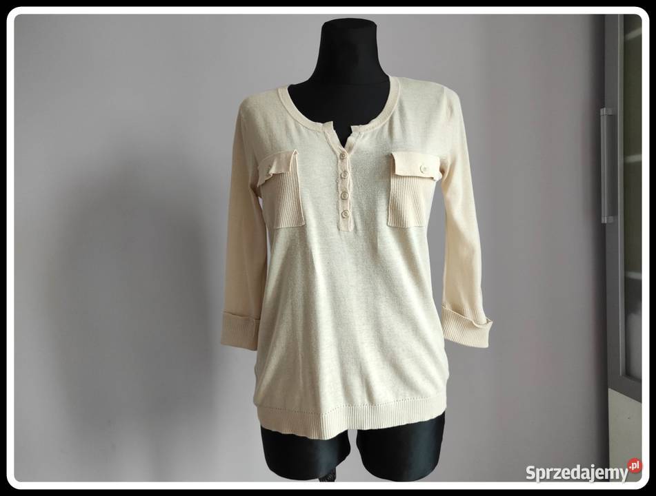 Mango Basic lekki kremowy sweterek na letnie Płock