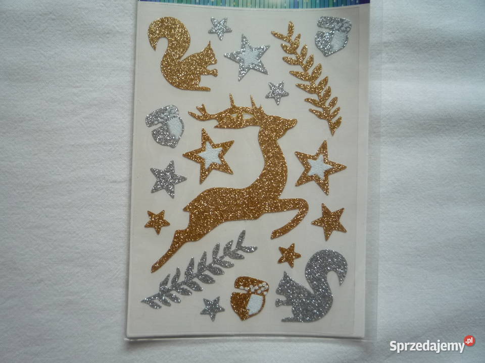 ALIGA Naklejki świąteczne brokatowe złote Szczecin