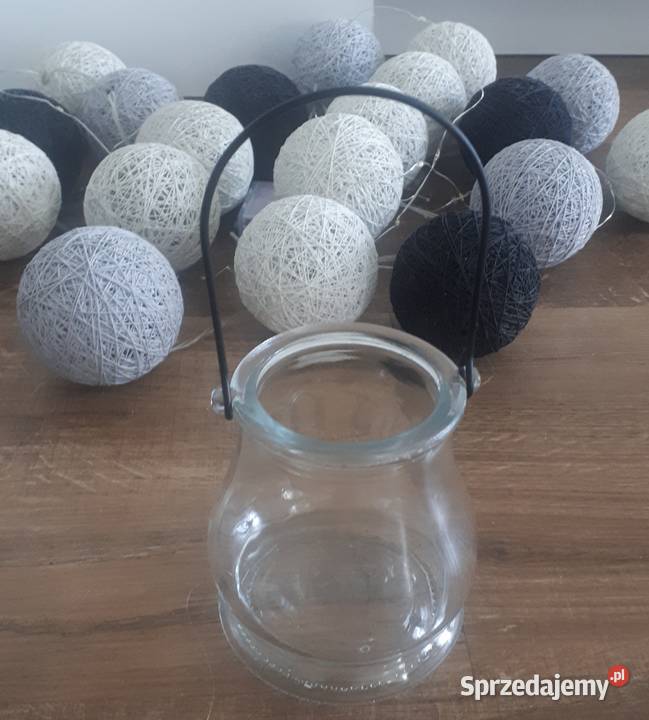 Lampion latarenka szklana z metalowym uchwytem Gliwice