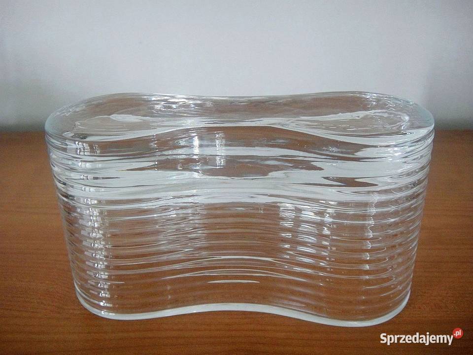 Elegancki prążkowany wazon ze szkła Kielce sprzedam