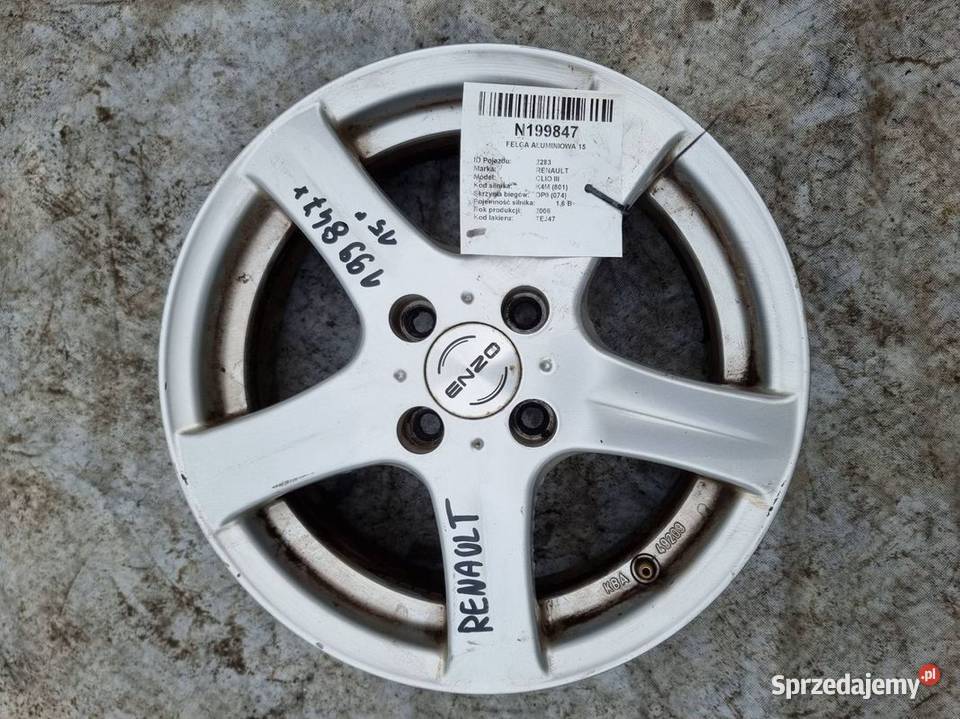FELGA ALUMINIOWA 15 RENAULT CLIO III 55JX15H2 Lipno
