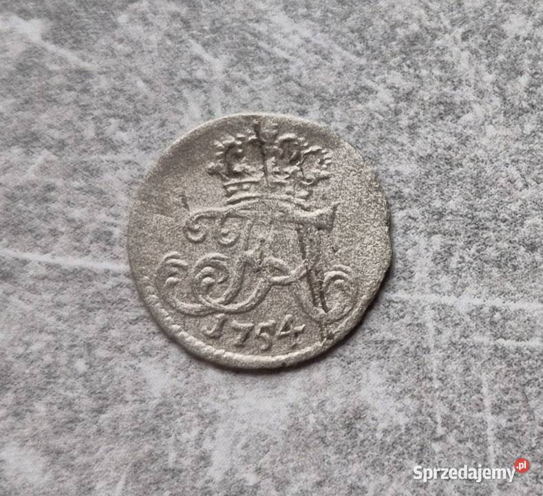 43 NIEMCY srebro 1 Groschel 1754 r Antyki, Sztuka, Kolekcje Wola Kruszyńska