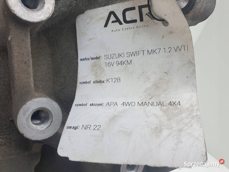Suzuki Swift MK7 12 VVT SKRZYNIA BIEGÓW manual Skrzynie biegów manualne Rudka
