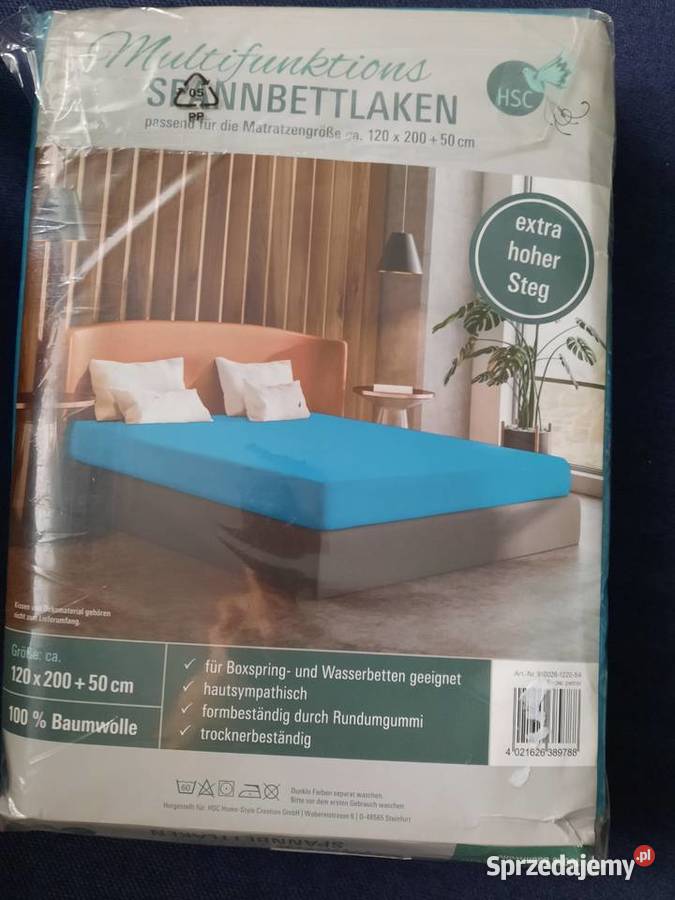 120x200 Niebieskie Prześcieradło z gumką 100 niebieski