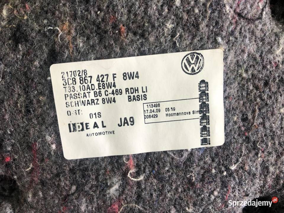 BOCZEK BAGAŻNIKA LEWY 3C8867427F VW PASSAT CC