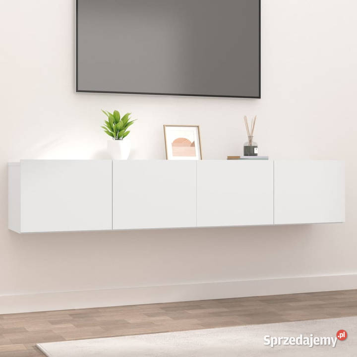 Ścienne szafki TV 2 białe 80x30x30 WM804535 RTV Warszawa