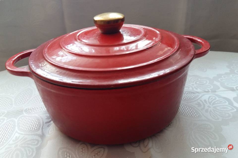 Garnek żeliwny emaliowany średnica 22seria odcienie czerwieni