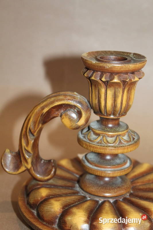 Drewniany świecznik z rączką 67 FiaF Antyki Szczecin